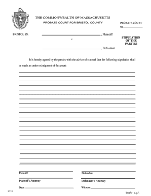 Massachusetts Stipulation Form