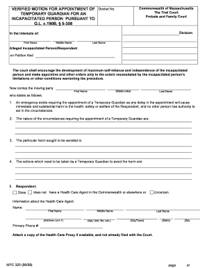 Motion for Appointment of Temporary Guardian
