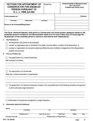 Petition for Appointment of Conservator for Disabled Person