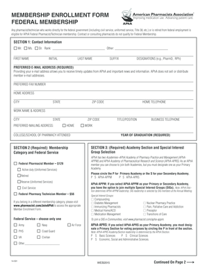 APhA Federal Pharmacist Membership Enrollment Form