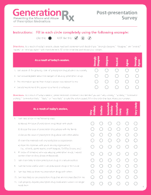 Post-Presentation Survey on Prescription Drug Abuse