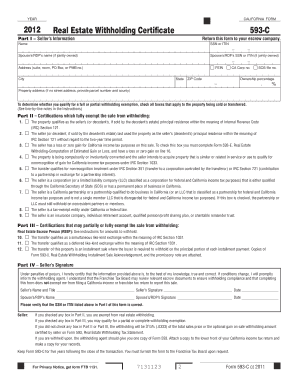 California Real Estate Withholding Certificate