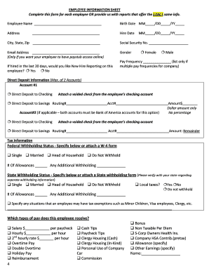 Employee Information Sheet