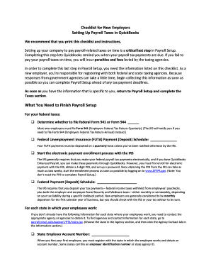 QuickBooks Payroll Tax Setup Checklist