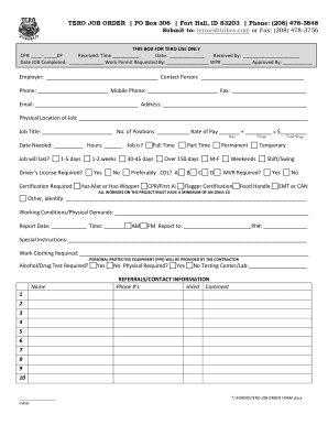 TERO Job Order Form
