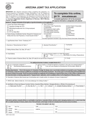 Arizona Joint Tax Application