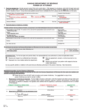 Kansas Power of Attorney for Tax Matters