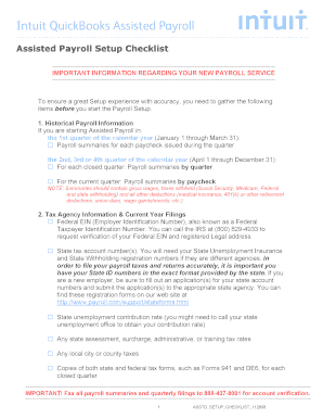 QuickBooks Assisted Payroll Setup Checklist