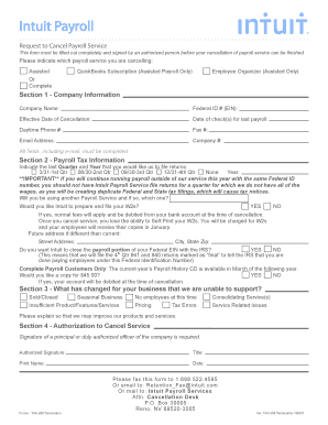 Intuit Payroll Service Cancellation Form