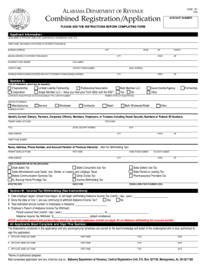 Alabama COM: 101 Business Registration Form