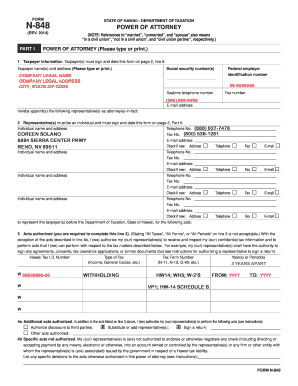 Hawaii Power of Attorney Form N-848