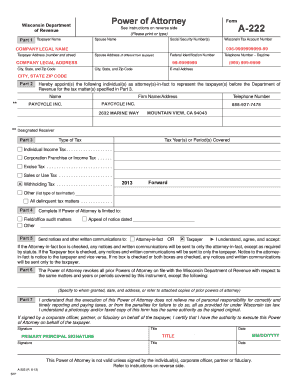 Wisconsin Power of Attorney for Tax Matters