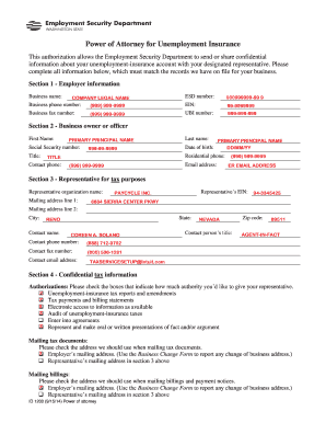 Power of Attorney for Unemployment Insurance