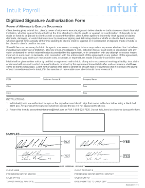 Intuit Payroll Digitized Signature Authorization Form