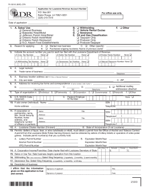 Louisiana Revenue Account Number Application