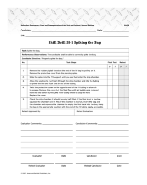 Emergency Care IV Spike Training Form