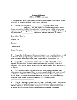 Testimonial Release Form