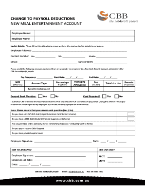 Employee Declaration Form for Meal Entertainment