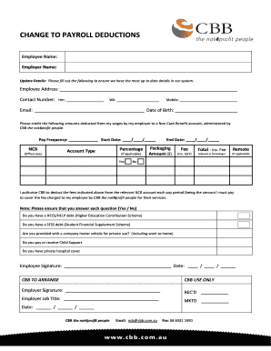 Change to Payroll Deductions Form