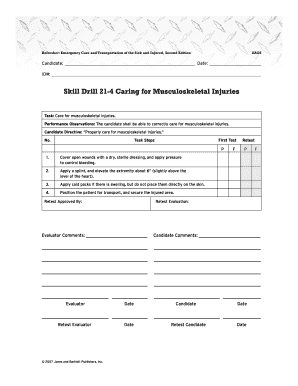 Emergency Care Musculoskeletal Injury Assessment Form
