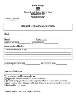 Michigan Payment Extension Request
