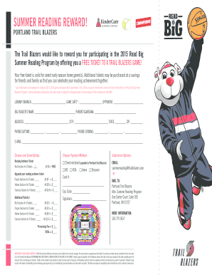 Portland Trail Blazers Summer Reading Reward