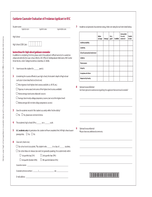 USC Freshman Applicant Evaluation Form
