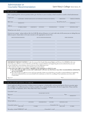 Counselor Recommendation Form