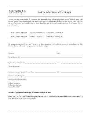 St. Lawrence Early Decision Contract