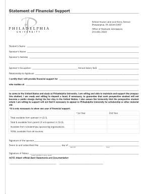 Statement of Financial Support