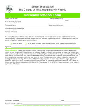Graduate Program Recommendation Form