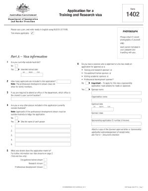 Training and Research Visa Application Form 1402
