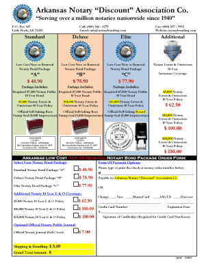 Arkansas Notary Bond Package Order Form