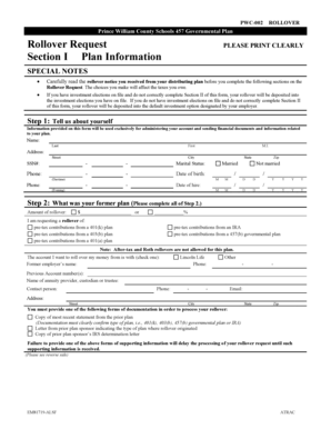 Prince William County Schools 457 Governmental Plan Rollover Request