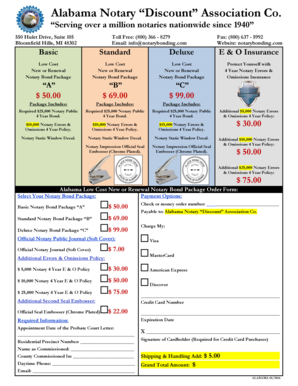 Alabama Notary Bond Package Order Form