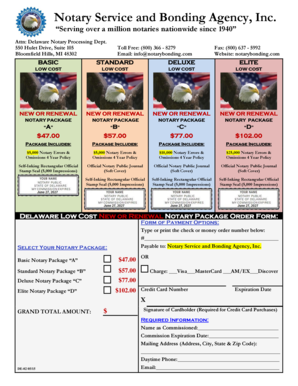 Delaware Notary Package Order Form