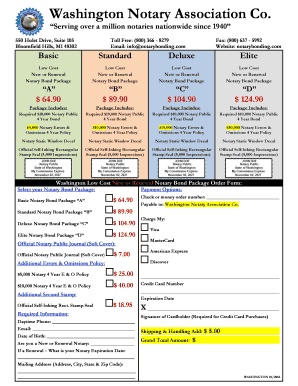 Washington Notary Bond Package Order Form