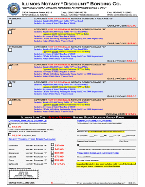 Illinois Notary Bond Package Order Form