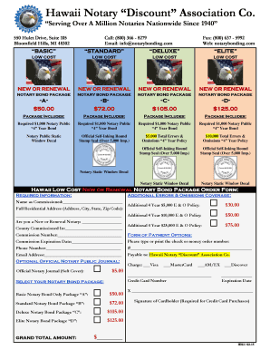 Hawaii Notary Bond Package Order Form