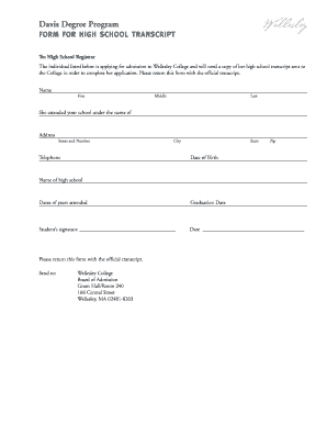 High School Transcript Request Form