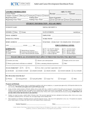 Adult and Career Development Enrollment Form