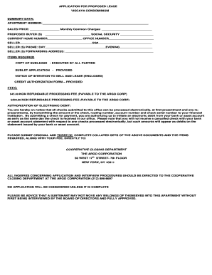 Application for Proposed Lease