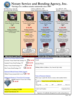 Michigan Notary Bond Package Order Form