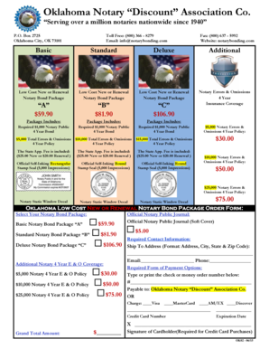 Oklahoma Notary Bond Package Order Form