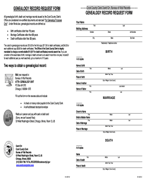 Genealogy Record Request Form