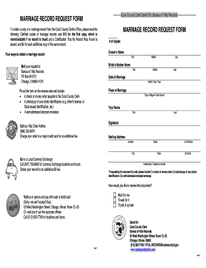 Marriage Record Request Form