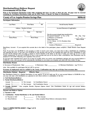 Governmental 457(b) Plan Distribution Request Form