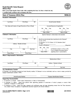 Death Benefit Claim Request Form