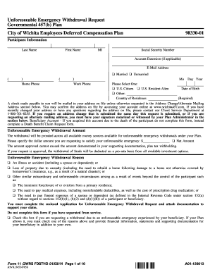 Unforeseeable Emergency Withdrawal Request