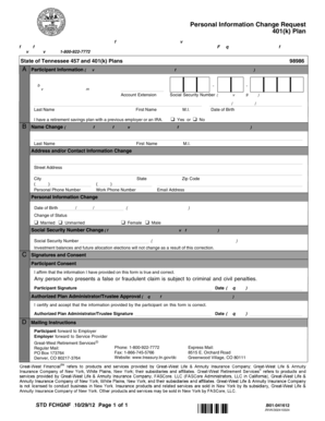401(k) Personal Information Change Request